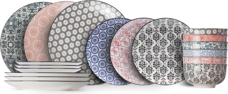 Cosy & Trendy - Serviesset Delirio - 18-Delig - Voor 6 Personen - Dinerborden en Kommen