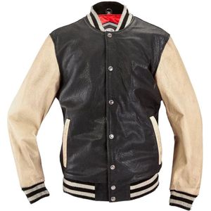 HolyFreedom Varsity College Zwart Wit Leather Jacket - Maat XL - Jas