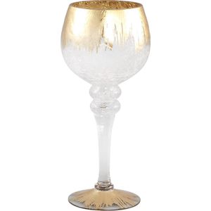 PTMD Armando champagneglas XL - Goud met helder glas - kaarsenhouder - windlicht - theelichthouder