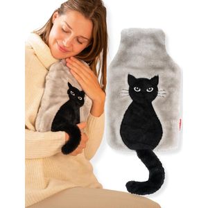 Warme Waterkruik met Fleece Hoes - 1,8 Liter Warmwaterkruik voor Pijnverlichting en Gezelligheid