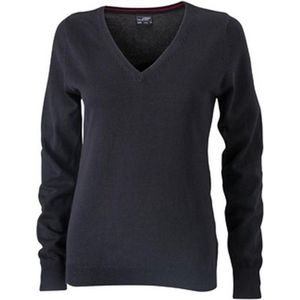 James and Nicholson Vrouwen/dames V-hals pullover (Zwart)