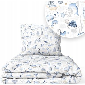Kinderbeddengoed 135x100cm 2-delig - Blauw Zeedieren