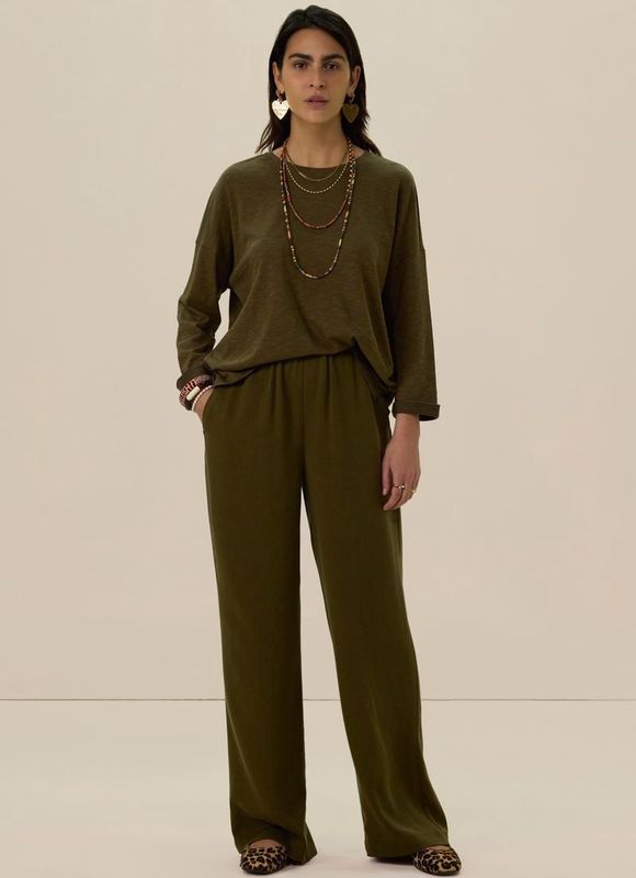 Sissy-Boy - Donkergroen - Mid Waist Jersey Broek