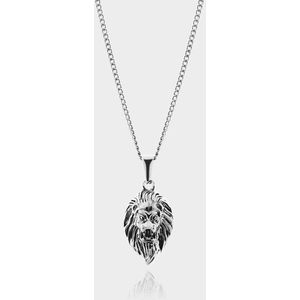 Leeuw Hanger Ketting - Zilveren Lion Pendant Ketting - 50 cm lang - Ketting Heren met Hanger - Griekse Mythen - Olympus Jewelry