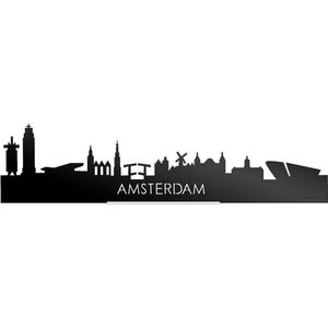 Standing Skyline Amsterdam Zwart Glanzend - 60 cm - Woondecoratie design - Decoratie om neer te zetten en om op te hangen - Meer steden beschikbaar - Cadeau voor hem - Cadeau voor haar - Jubileum - Verjaardag - Housewarming - Interieur -