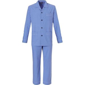 Robson Heren pyjama met gulp - knoopsluiting Martin - 50 - Blauw.