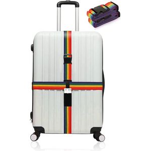 Kofferriem Vestelbare-lange kruisbanden - Bagage Riem - Luggage Strap - Kofferband - Gesp-Reizen - 180 cm - Regenhoog