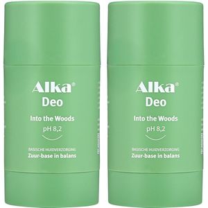 Alka® Deo Into the Woods - 2 x 75ml - Basische Deo pH 8,2 - Vegan & Natuurlijke en Gezonde Deodorant - 0% Aluminium - Deodorant Stick - Unisex
