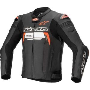 Alpinestars Missile V2 Ignition Leather Jacket Black Red Fluo 50 - Maat - Jas