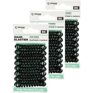 Benson Care Telefoonkabel haar elastiekjes - set 24x - zwart - zonder metaal - D5 cm