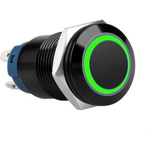 Drukschakelaar- met socket-groene verlichting - 19mm - 1NO1NC