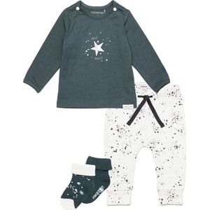 Noppies - Kledingset - Unisex - 4delig - Broek Jos Snow - Shirt Lux Dark Slade - 2paar sokjes Dark Slade - Maat 74
