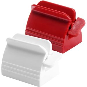Daity 2-delige dispenser voor tandpastarollen - dispenser voor gezichtsreiniger (wit, rood)