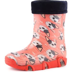 Ladeheid Kinder Regenlaarzen - Gevoerd Rubberen Laarzen met manchet Waterdichte - PVC - LA-ZT-Szuwarek - Roze Honden - 29/30