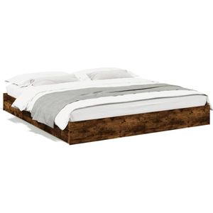 vidaXL - Bedframe - met - lades - bewerkt - hout - gerookt - eikenkleurig - 200x200 - cm