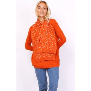 Pull met bijpassende sjaal in dierenprint - roestkleurig - maat XL/XXL