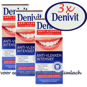 3x 50ml- Denivit tandpasta- Anti- vlekken - voor een stralende glimlach