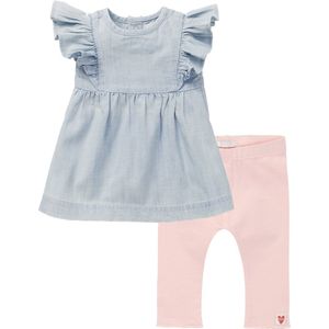 Noppies - Kledingset - 2 delig - Jurk Magog Light Blue Denim - Legging Adelaide Peach Whip - Maat 92