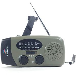 Slimlogy R3 Mini 2000 mAh Draagbare Noodradio & Nood zaklamp - laden via opwindbaar crank en zonnepaneel - olijfgroen - USB - C Aansluiting - SW/FM/AM - noodpakket - draagbare radio - Nederlandse handleiding