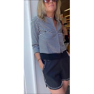 Gestreept vestje met haak sluitinkje - zwart/wit - maat 38