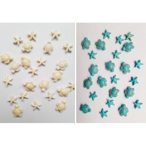 Kralen - steen - schildpad - zeester - 48 stuks - wit - turquiose - aqua - blauw - Ibiza stijl - armband - sieraden maken