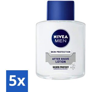 5 x Nivea Men - Skin Protection After Shave Lotion - Silver Protect - 100 ml - Antibacteriële Bescherming - Silver Protect - Verfrissend - Hydraterend