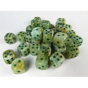 Chessex Marble Green/dark green D6 12mm Dobbelsteen Set (36 stuks)