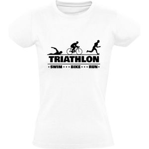 Triathlon Dames T-shirt | combinatieduursport | sport | gecombineerde sporten | krachtsport | duursport | harlopen | wielrennen | zwemmen | Wit