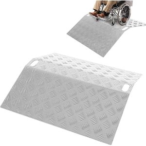 Drempelhulp 80 x 70 x 10 cm - Aluminium - Oprijplaat Drempelhelling Drempelplaat met handgrepen - Drempelhelling Oprijhelling - Oprijplaat voor rollators Rolstoelen