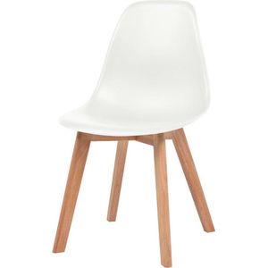 6 Moderne kunststof eetkamerstoelen stoelen - wit - ergonomische kuipstoelen - Nordic Blanc - Palerma Design - white - ergonomisch - stoel - zetel - woonkamerstoelen - zitting - stevig - hout - plastic - scandinavisch - Set van 6 stuks