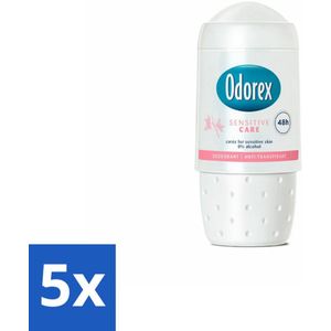 5 x Odorex Deodorant Roller Sensitive Care 50 ml - Alcoholvrij - Milde Deodorant - Deodorant Voor Dagelijks Gebruik