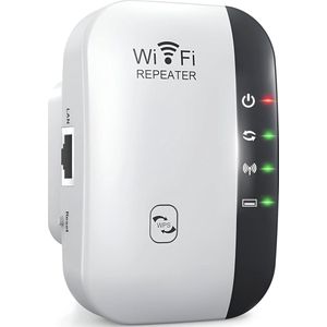 Wifi-repeater 2,4 GHz - WLAN-versterker met Ethernet-poort en WPS - Verbeter je internetverbinding thuis en op kantoor