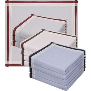 12 Stuks Heren Stoffen Zakdoeken Set - 100% Katoen, 40 x 40 cm