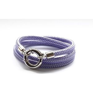 Jolla - dames wikkel armband  - zilver - touw - Classic Rope - Lila