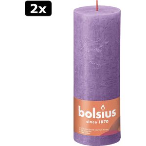 2x Bolsius Rustiek stompkaars 190/68 - Vibrant Violet