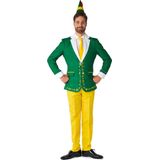 Suitmeister Elf Kostuum - Mannen Pak - Groen & Geel - Carnaval - Maat S