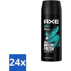 24 x Axe - Deodorant Bodyspray - 48hrs Fresh - Apollo - Sage & Cedarwoord - 150 ml - Deodorant - Axe Apollo - 48 Uur Bescherming - Frisheid - Geur