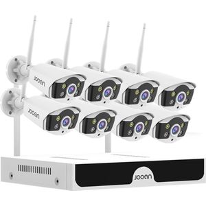 Jooan - Beveiligingscamera Set - 8 Camera's voor Buiten - Bewegingsdetectie - WiFi CCTV - Nachtzicht in Kleur en Infrarood - IP66 Waterdicht