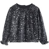 Blouse - Zilver - Voor Meisjes - Met Pailletten - Lange Mouwen