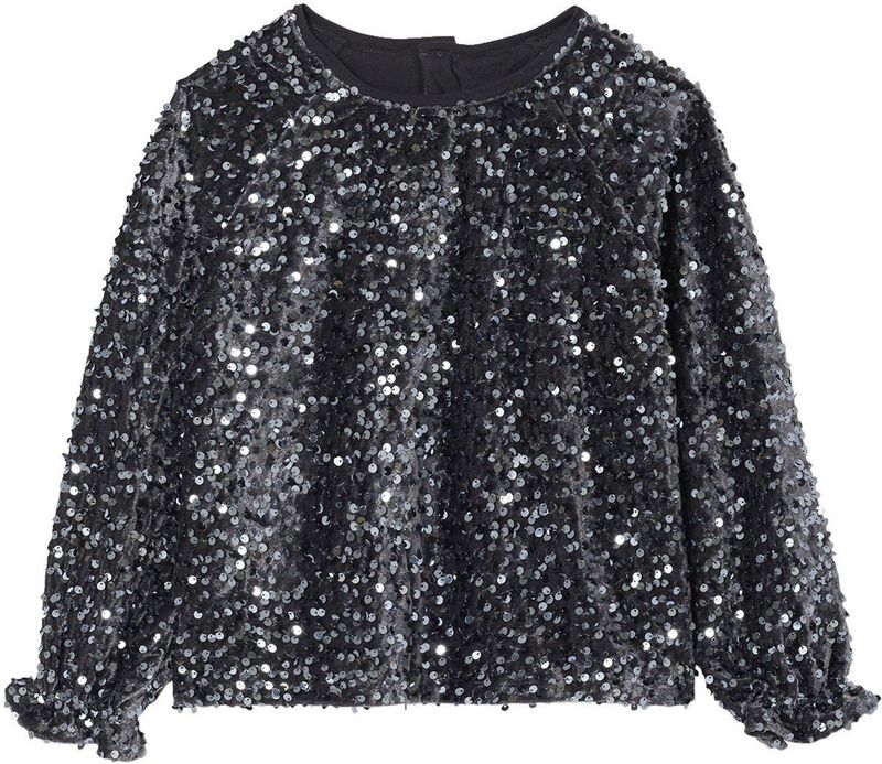 Blouse - Zilver - Voor Meisjes - Met Pailletten - Lange Mouwen