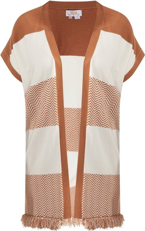 usha - FESTIVLA - Vest - Zwart - Zickzackpatroon met Fransen