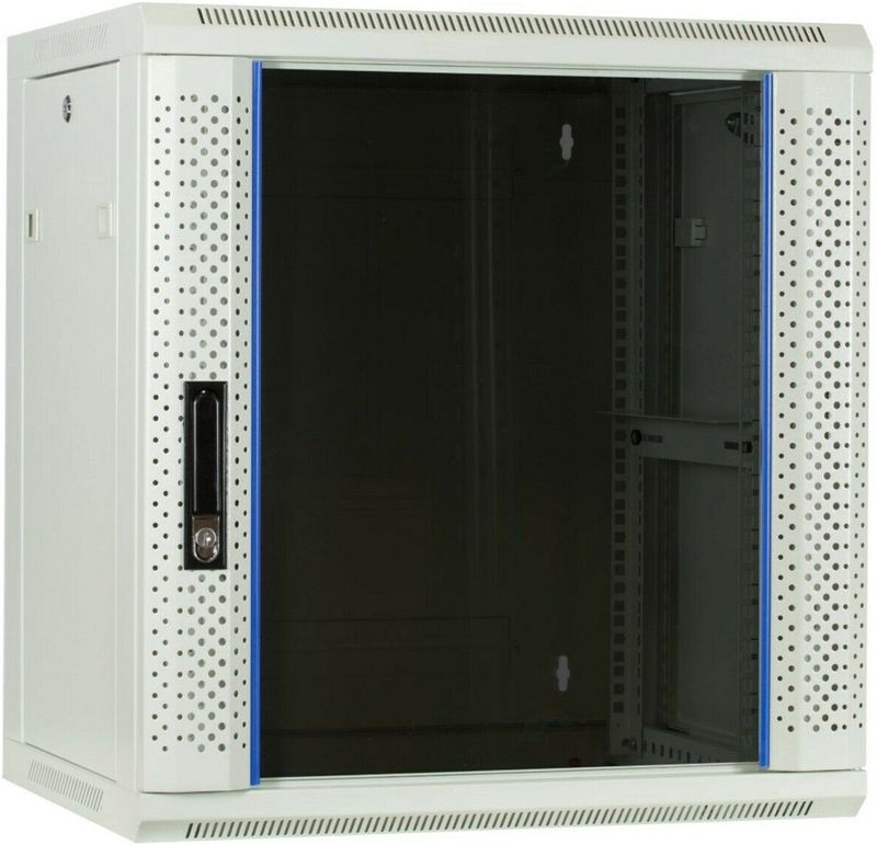 DSIT 12U witte wandkast met glazen deur 600x450x635mm (BxDxH) - serverbehuizing - serverrack - serverkast - 19 inch