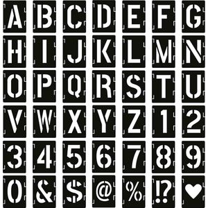 Set van 42 lettersjablonen, 5-15 cm, herbruikbare lettersjablonen, sjablonen, vintage letters van kunststof, alfabetsjabloon, knutselsjablonen voor houten borden, taartschilderen, 2,5 cm