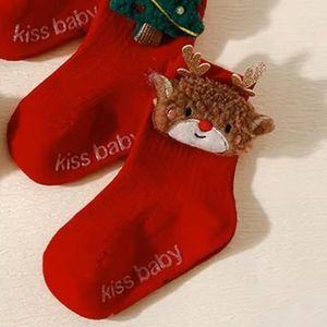 Babykerstsokken 5 paar - Antislip enkelsokken met veiligheidszolen - Geschikt voor voetlengtes van 9-11 cm - Babysokken voor de feestdagen