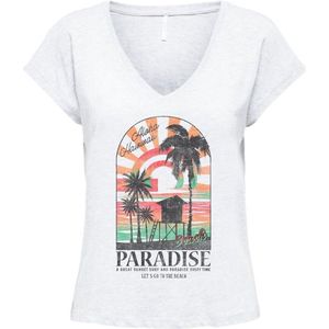 Only Mila Life T-shirt Met Korte Mouwen En V-hals Wit XL Vrouw