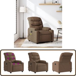 vidaXL Massagestoel - Verstelbaar - Stof - Bruin Massagestoel - Lounge Stoel - Elektrische Massage - Ergonomische Stoel - Verstelbare Stoel