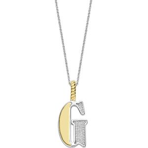 TI SENTO Dames Hanger - 925 zilver - Letter G - Zirkonia met geel verguld - 6840ZY_G