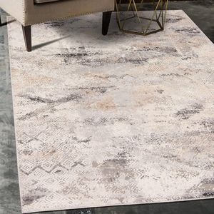 Abstract Vintage Vloerkleed 200x300 cm - Tapijt voor Woonkamer, Slaapkamer en Eetkamer - OEKO-TEX Gecertificeerd - Beige Crème