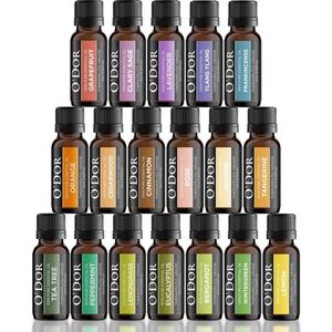 O'dor®  Top 18 - Etherische Olie - Aromatherapie Oliën Premium Geurolie - 100% Puur Biologisch - voor Aroma Diffuser Yoga Massage – Cadeau olieset set 5 ml / fles