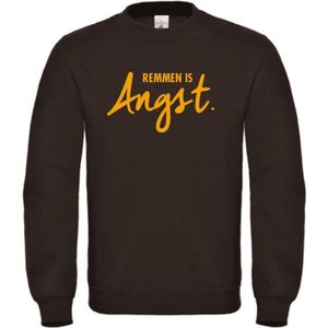 Remmen is Angst wintersport sweater zwart M - okergeel - soBAD. | Foute apres ski outfit | kleding | verkleedkleren | wintersporttruien | wintersport dames en heren